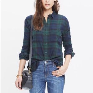 Madewell blue green flannel